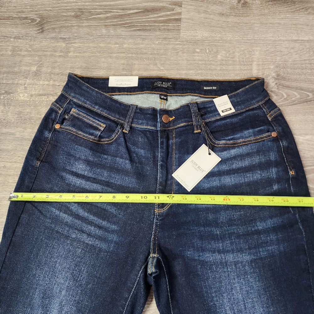 NWT JUDY BLUE Dark Wash Classic Denim Mid Rise Skinny Fit Jean 14 W - Picture 8 of 16